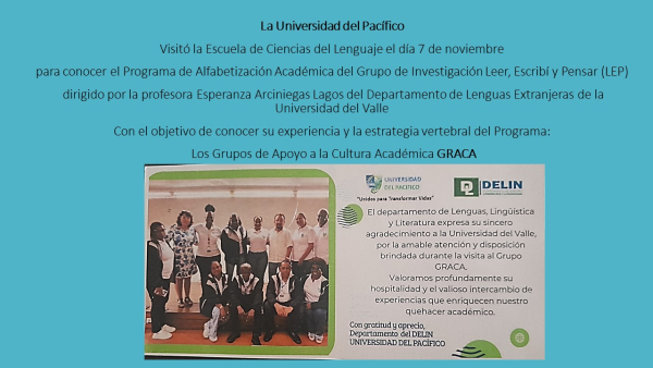 Visita acad&eacute;mica del Departamento de Lenguas, Ling&uuml;&iacute;stica y Literatura de la Universidad del Pac&iacute;fico